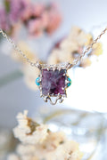 Dark Purple Fluorite & Turquoise Pendant