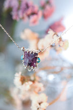 Dark Purple Fluorite & Turquoise Pendant