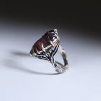 Botanical Silver Ring with Pink Fluorite & Purple Zircon