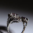 Botanical Silver Ring with Pink Fluorite & Purple Zircon