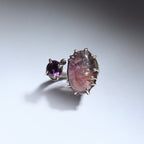 Botanical Silver Ring with Pink Fluorite & Purple Zircon
