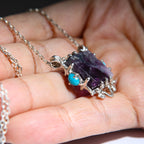 Dark Purple Fluorite & Turquoise Pendant