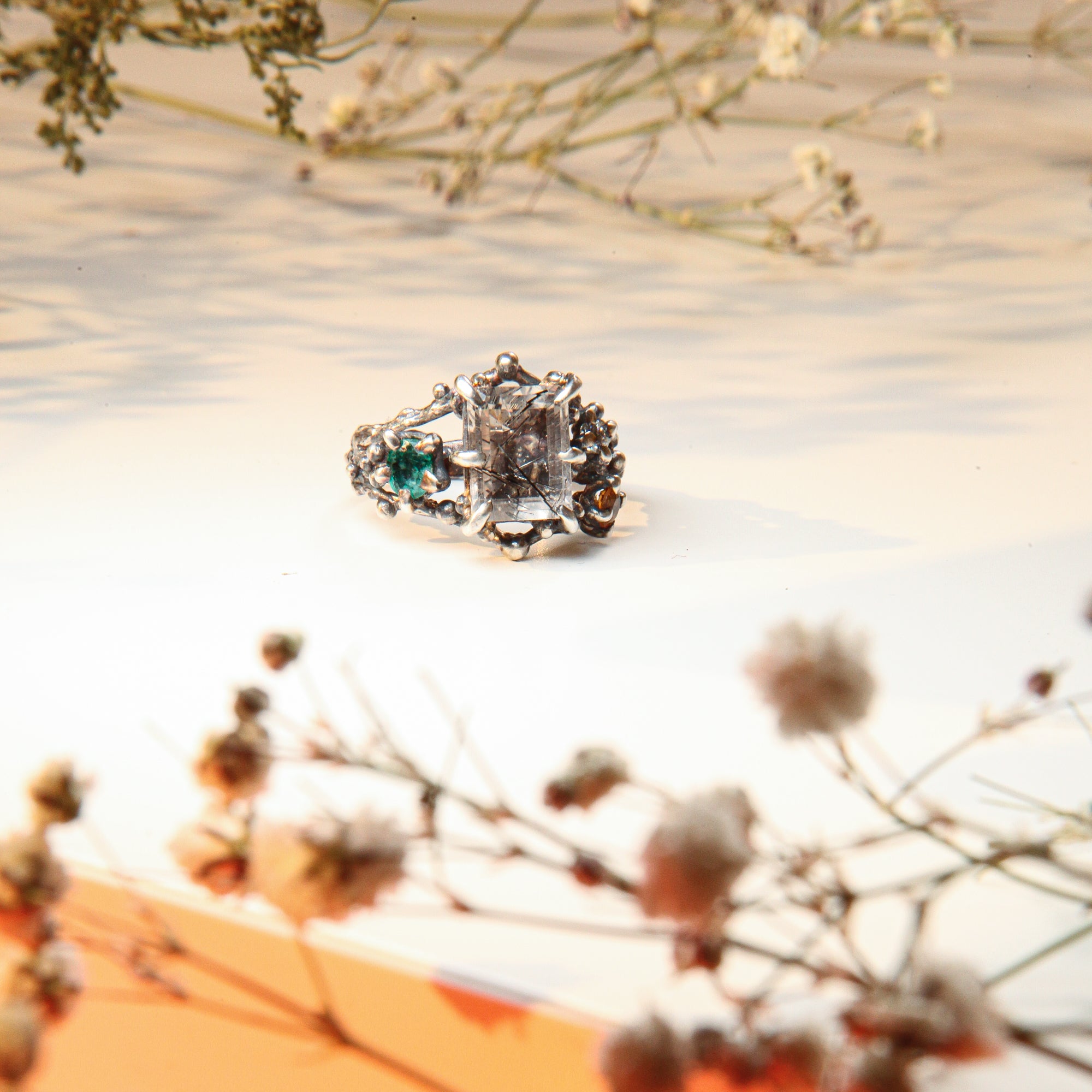 Gothic ring with multi-stones