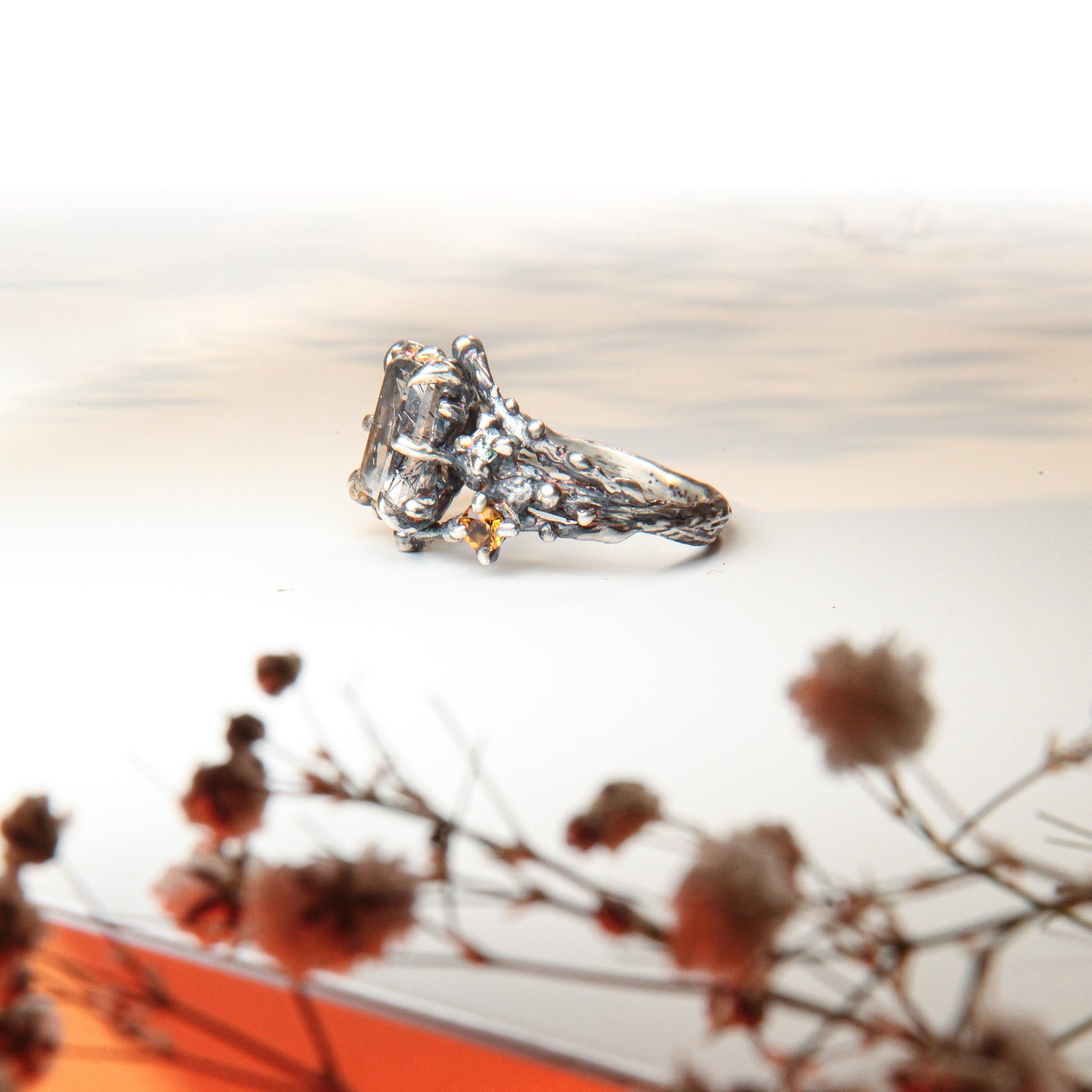 Gothic ring with multi-stones
