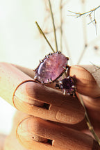 Botanical Silver Ring with Pink Fluorite & Purple Zircon